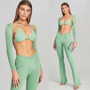 SER.O.YA Dahlia Halterneck Bralette Shrug Set‎ in Mint Green Size Small NEW